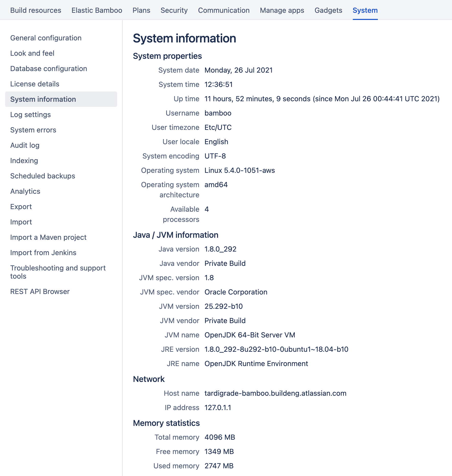 System Settings Bamboo Data Center Atlassian Documentation